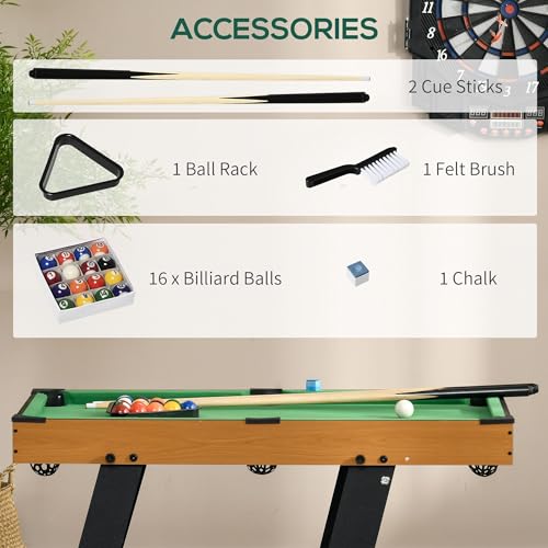 38" Foldable Billiards Tabletop Game, Pool Table Set Billiard Tables with Easy-Fold Design, Includes Balls Cues Chalk Brush for Family Game Night, Compact Billiards Table Table Top Pool Table for Ga