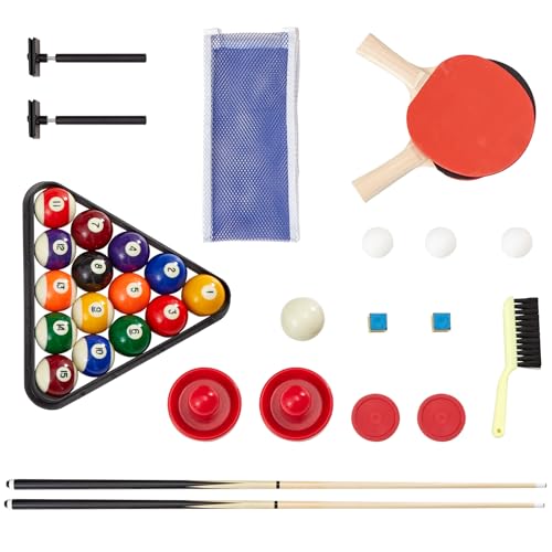 Happybuy 3-in-1 Rotating Swivel Multi Game Table with Air Hockey, Billiards/Pool, and Table Tennis, 88" Gaming Table for Family Game Room, Includes All Accessories