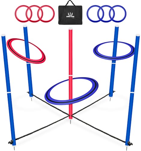 Swooc Games - King Toss™ | Giant Ring Toss Game for Kids and Adults (4ft x 4ft) | Weatherproof Giant Outdoor Games for Adults and Family | Backyard Activities | Outside Yard & Lawn Game | Beach Fun