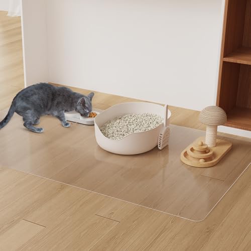 4'×6' Frosted Clear Floor Protector for Home, Water-Resistant Non-Stain Vinyl Area Rug for Art Studio, Plastic Easy Care Area Mat for Dining Room, Kitchen, Under High Chair - color: Clear, size: 4' x 6' (Rectangular)