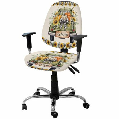 Savannan Office Chair Cover, Farmhouse Sunflower Pumpkin Protective Stretch Elastic Universal Cover for Desk Task Chair,Computer Rotating Chair 1 Pcs Retro Linen Buffalo Check Bow