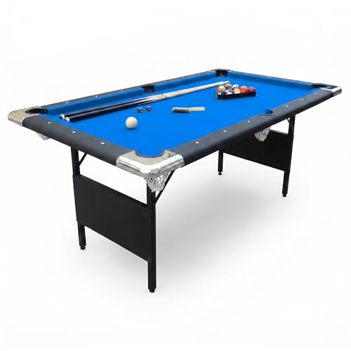 Hathaway Fairmont Folding Pool Table for Family & Home Use Includes Full Set of Billiard Balls, Cues, Chalk, Triangle and Carrying Bag, Portable Space-Saving Table
