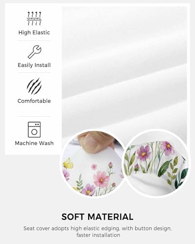 Savannan Office Chair Cover, Summer Flower Colorful Butterflies Protective Stretch Elastic Universal Cover for Desk Task Chair,Computer Rotating Chair 1 Pcs Watercolor Wildflowers