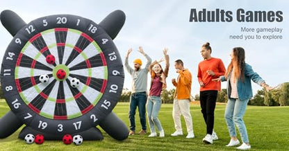 10FT Giant Inflatable Soccer Dart Board Backyard Games - with Build in Blower, 8 Soccer Balls - Large Kick Football Target Dartboard for Outdoor Yard Lawn Family Adults