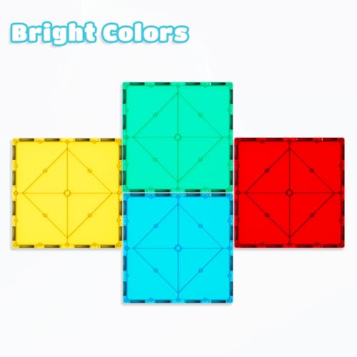 Bmag 4 Piece Magnetic Tiles Large Square, Magnet 3D Building Blocks Expansion Set for Kids, STEM Preschool Learning Kit Educational Playset Construction Toys for Boys Girls Ages 3+ - size: 4Pcs