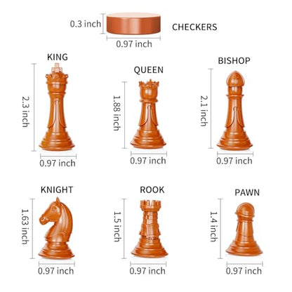 13 Inch Chess Set and Magnetic Chess Board – 2-in-1 Foldable Plastic Travel Board Game, Classic Strategy Toy for Kids, Adults, Beginners and Tournament Players - color: Wood Color