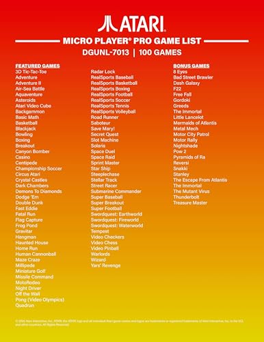 My Arcade Atari Micro Player Pro: 100 Arcade Games, 6.75" Portable Game, Retro Gaming Consoles - style: Atari