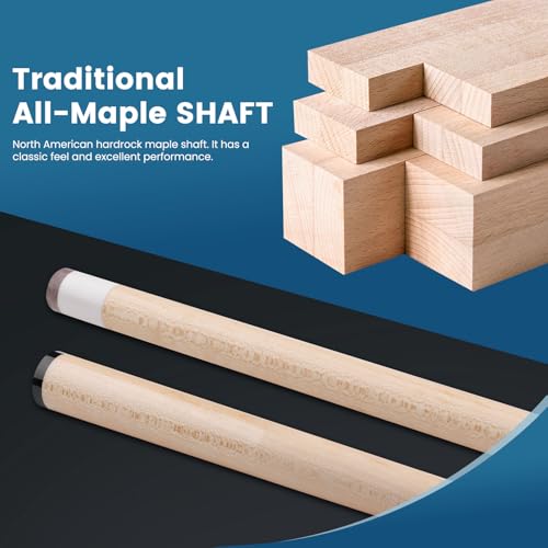 Pool Cue Kit - Stained Maple 58 Inch Pool Stick with Hard Case and Accessories for Billiards Enthusiasts - color: Blue, style: 21oz
