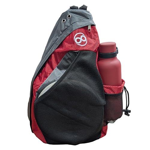 Disc Golf Backpack Slinger Bag | 6-12 Discs | Multiple Colors - color: Red and Grey