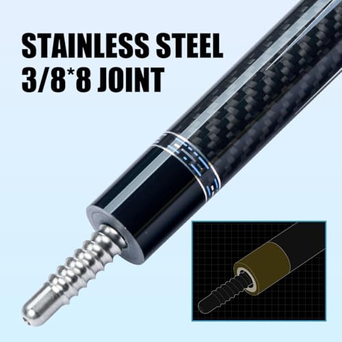 CRICAL Carbon Fiber Pool Cue Stick 58" Billiard Cue Sticks Professional Low Deflection Pool Sticks with 3/8 * 8 Pin Joint and 12.5mm Tip - color: 017-CL04 set
