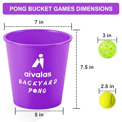 Aivalas Yard Pong Outdoor Games, Giant Yard Games Set with 12 Buckets and Balls for Adults and Family, Toss Game Throwing Games for Beach, Camping, Lawn and Backyard - color: Purple