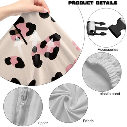 Flower Leopard Print Game Chair Cover with Armrest Covers Soft Comfy Breathable Computer & Gaming Chair Slipcover for Swivel Rotating Chairs, 4Pc/Set, Pink - color: Pink - Flower Leopard