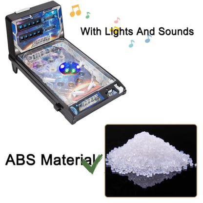 Arcade Electronic Pinball Machine for Home, Desktop Ball Shooting Toy with Lights Sounds and Scorer, Retro Mini Pinball Machine Gifts, Tabletop Pinball Kit for Kids