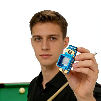 Magnetic Billiard Chalk Holder with 3 Finger Billiard Glove, Aluminum Alloy Pool Cue Chalk Case, Strong Magnet, Portable Billiards Accessories for Pool Cue Players,Square Charlk Box - color: Blue