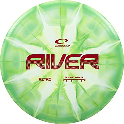Latitude 64 Retro Burst River | Disc Golf Fairway Driver | Easy-to-Throw Disc Golf Driver for Beginners | Straight Flying | 170g+ Frisbee Disc | Unique Burst Patterns | Green - color: Green