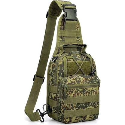 Viriber Tactical Backpack, Waterproof Military Cross-body Molle Sling Shoulder Backpack Chest Bag for Outdoor Every Day Carry Khaki Green ACU - color: Green Acu
