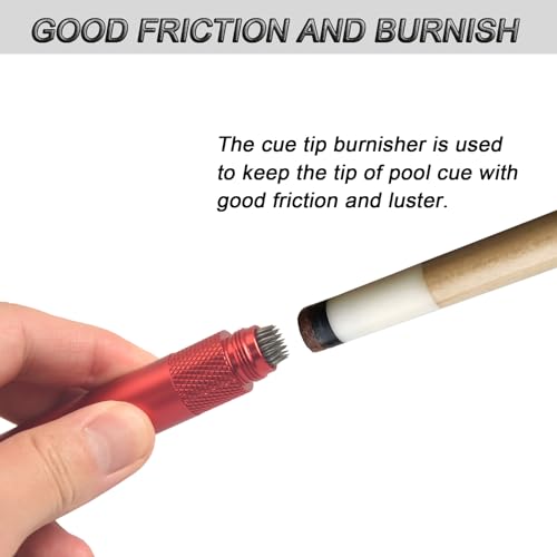 LAKE OF FIRE 3-in-1 Snooker/Pool Cue Tip Shaper with Repair Tool, Cue Tip Storage, and Billiard Chalk Holder - color: Red