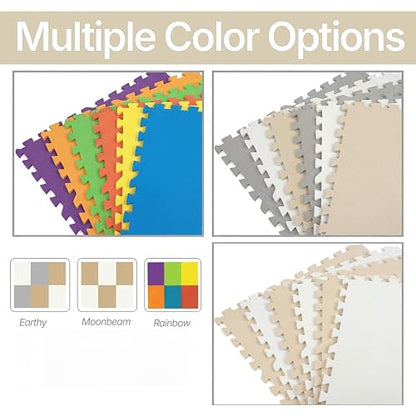 FlooringInc Baby Play Mat for Floor, Extra Large 2'x2' Foam Floor Tiles for Kids, Soft Interlocking Puzzle Mat, 1/2 Inch Thick, Non-Toxic EVA (Rainbow, 12 Tile Pack, 48 Sq Ft) - size: 12 Tile Pack