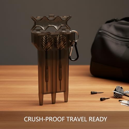Hard Shell Soft Tip Dart Case, Rigid PP Plastic Travel Protector for 2 Darts, Compact Black Storage Wallet