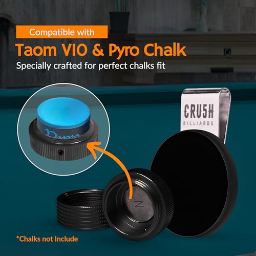 Magnetic Chalk Holder with Lid & Belt Clip – Round Billiard Pool Cue Chalk Holder with Strong Magnet, Portable Snooker Chalk Case for Players - color: Black