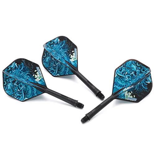 CUESOUL Integrated Dart Shaft and Flights with Four Mythological Symbols Design-Size M 28mm - color: Black-Black Tortoise