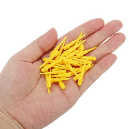 YOKIVE 100 Pcs Plastic Dart Tips, Game 2BA Thread Soft Darts Tips Replacements Dart Accessory | Indoor Outdoor Play (Yellow)