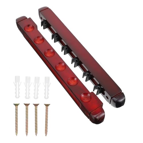 POPETPOP Wood Pool Cue Stand Wine Red 6-Hole Wall-Mounted Billiards Rod Display Rack Set for Home Use