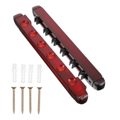 POPETPOP Wood Pool Cue Stand Wine Red 6-Hole Wall-Mounted Billiards Rod Display Rack Set for Home Use