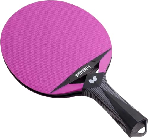 Butterfly 77350 Table Tennis Rubber Paddle Butterfly Outdoor Racket with 2 Balls - color: Rose
