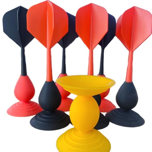 Sucker Darts Throwing Game Set, Silicone Suction Cup Toys - color: Red+black Flights