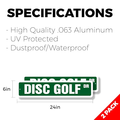 DISC GOLF Classic Street Sign (2 Pack) targets baskets bags team coach Road Sign | 6" X 24" Aluminum Metal Address Sign - color: Aluminum Metal Sign, size: 6 inch X 24 inch