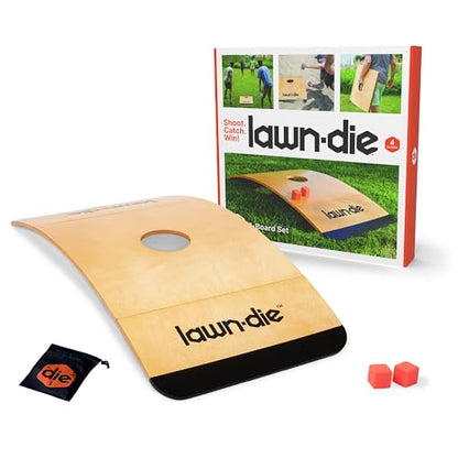 Lawn Die Wood Outdoor Toss Game Board - 24 x 46 in, 1 Target - Portable Folding Design for Yard Games - Unpredictable Silicone Dice for Lawn Games - style: Single Board