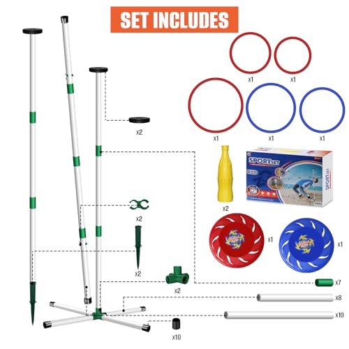 Kovshuiwe Flying Disc Game Set, Bottle Smash Disc Toss Game- Indoor & Outdoor Team Game, Disc Toss Outdoor Games Height Adjustable Bottle Drop Set-Play at The Beach, Lawn, Backyard, Park, Tailgating