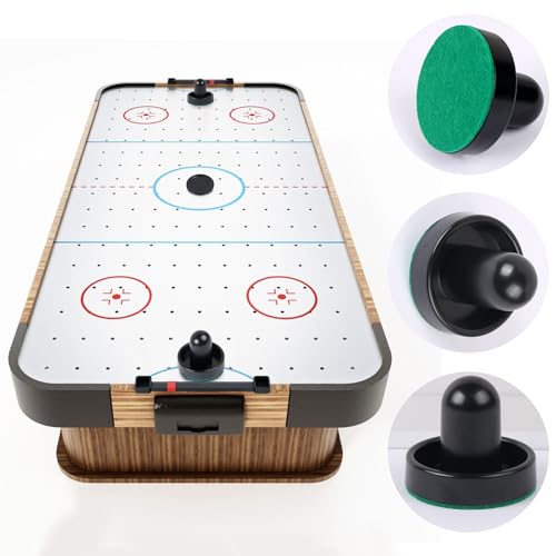 1 Set Mini Air Hockey Pushers and Air Hockey Pucks Great Goal Handles Pushers Goal Handles Paddles Replacement Accessories - 2 Black Air Hockey Pushers and 4 Black Pucks (60mm)