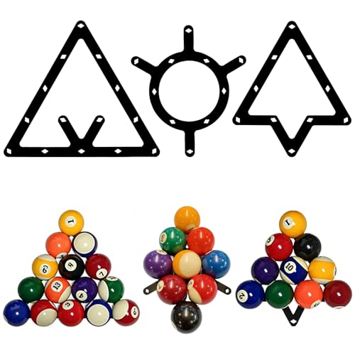 3PCS Magic Ball Rack Sheet Billiards Ball Holder, Pool Balls Rack Set Magic Balls Rack Sheet Triangle Rack Pool Cue Accessories for 8-Ball, 9-Ball & 10-Ball Billiard Games, Triangle Cue Accessorie