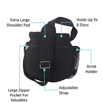 Kestrel Black Disc Golf Bag - Fits 6-10 Golf Discs + Bottle - For Beginner & Advanced Golfers - Extremely Durable Canvas - Frisbee Golf Bag - Small Sling/Shoulder Disc Golf Bag For Men & Women - color: Black