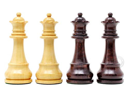House of Chess - Tournament Chess Set Pieces - Unique Staunton Ringy Rosewood/Boxwood Chess Pieces - King Height: 3.75" (95 mm) - 2 Extra Queens - Weighted