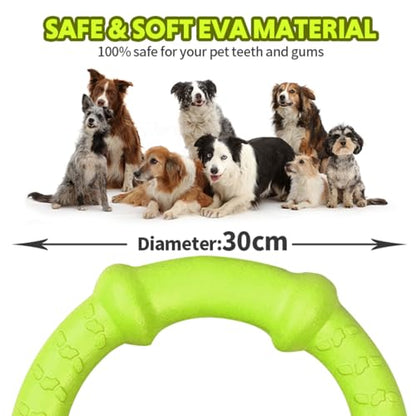 LaRoo Dog Toys for Medium/Large Dogs, Floatable Dog Flying Discs 3 Sizes Tug Toy, Interactive and Tug of War Ring Toy, Funny Fetch Teething Toys (Green, 11.8“) - color: Green