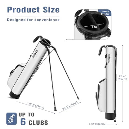 Findway Golf Stand Bag, [Upgraded Generous Space] Small Golf Bag for Driving Range, Par 3 & Executive Courses, Lightweight Sunday Golf Club Carry Bag with 3 Pockets - color: White