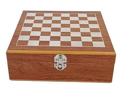 Board Game Chess Combo Game Set 4-in-1 Foldable Wooden Chess Chips Poker Dice Set for Family Outdoor Entertainment