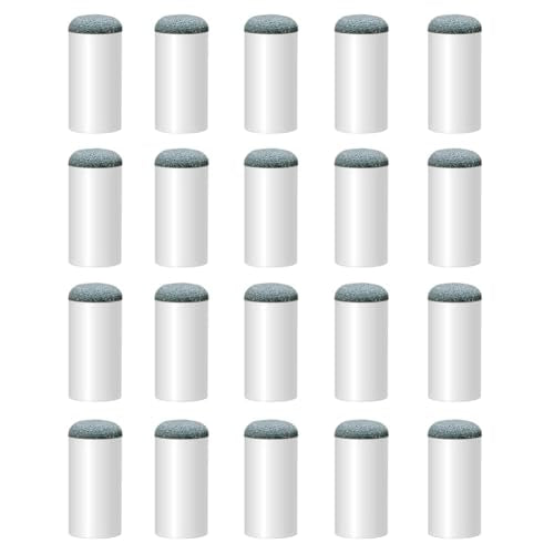 VASANA 20Pcs 13mm/0.5 inch Plastic Slip On Pool Cue Tips Replacement Billiard Cue Tips Billiard Sticks Tip Repair Kit Pool Table Accessories