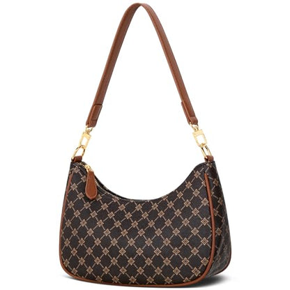 KKXIU Shoulder Bag for Women Cute Hobo Purses and Handbags Retro Clutch Underarm Purse | Cute - color: Brownflower