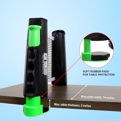 GSE Games & Sports Expert Adjustable Retractable Ping Pong Net Set & Post. Professional Table Tennis Rackets and Balls, Net with Posts and Storage Bag - Pingpong Paddle and Game Table Accessories. | Adjustable - color: Table Tennis Set-Black