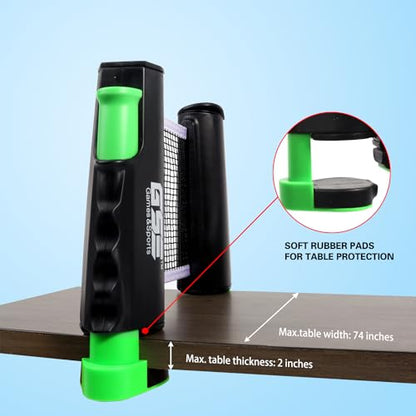 GSE Games & Sports Expert Adjustable Retractable Ping Pong Net Set & Post. Professional Table Tennis Rackets and Balls, Net with Posts and Storage Bag - Pingpong Paddle and Game Table Accessories. | Adjustable - color: Table Tennis Set-Black