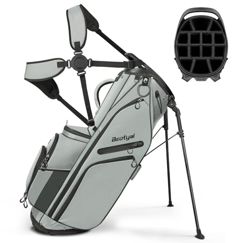 14 Way Full Length Dividers Golf Stand Bag, Lightweight Golf Bag with Stand for Men and Women Golf Club Carry Bag with Dual Strap & Rain Cover - color: Green