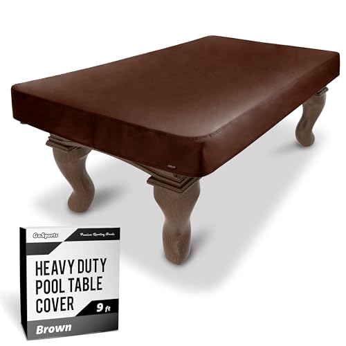GoSports 6, 7, 8 & 9 ft Premium Leatherette Pool Table Cover - Waterproof & Tearproof - Heavy Duty Indoor & Outdoor Billiard Table Cover - color: Brown, style: 9 ft (112" L x 62" W x 8" H)