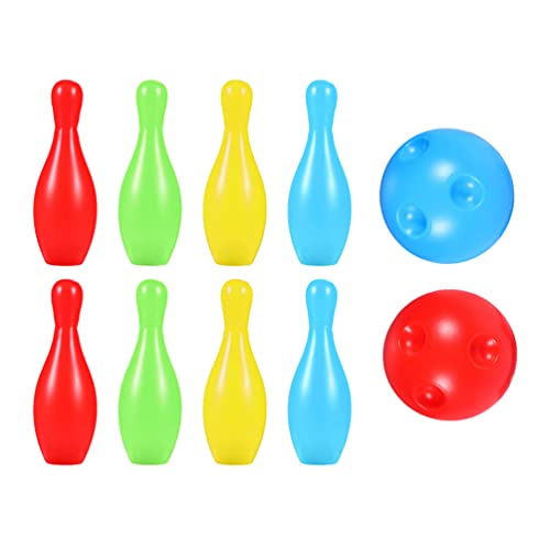Toddmomy Indoor Children Bowling Toys Set with 10 Plastic Pins and 2 Bowling Balls for Family Play and Motor Skill Development