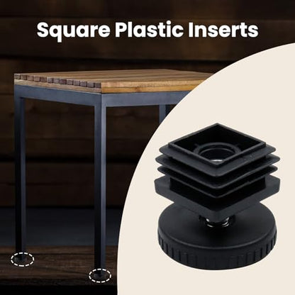 Antrader Home Office Table Desk Adjustable Leveling Foot,Plastic Metal Square Tube Insert Kit, 30mm x 30mm Black, 4 Sets - color: Black,d40xm8, size: 30x30mm