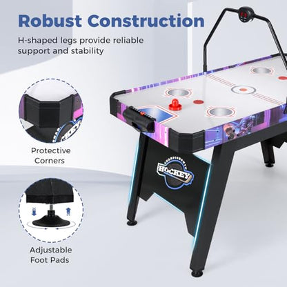 Goplus 56 Inch Air Hockey Table, Air Hockey Arcade Game Table with Digital LED Scoreboard, Powerful 12V Motor, 2 Pucks, 2 Pushers for Home, Office, Game Room