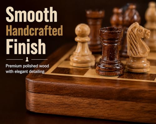 Crafted Chess Art- Handmade Personalised Luxury Chess Set-Mens Personalised Gift- Magnetic Wooden Chess Set- Travel Chess Games - Birthday Chess Gift- (5 Inches) (Acacia Wood) (5 Inches/ 12.7 Cm) - color: 5 Inch Chess Board